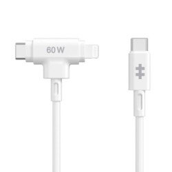 Cable usb tipo c a usb tipo c - lightning hyper 1.5m - macho - macho - blanco