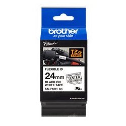 Cinta laminada brother tzefx251 texto negro sobre fondo blanco - 24mm ancho - 8m longitud