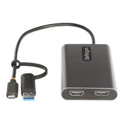 Adaptador usb tipo c - usb tipo a a 2x hdmi startech 0.3m - macho - hembra - gris