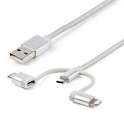 Cable usb tipo a a micro usb - usb tipo c - lightning startech 1m - macho - macho - plata trenzado