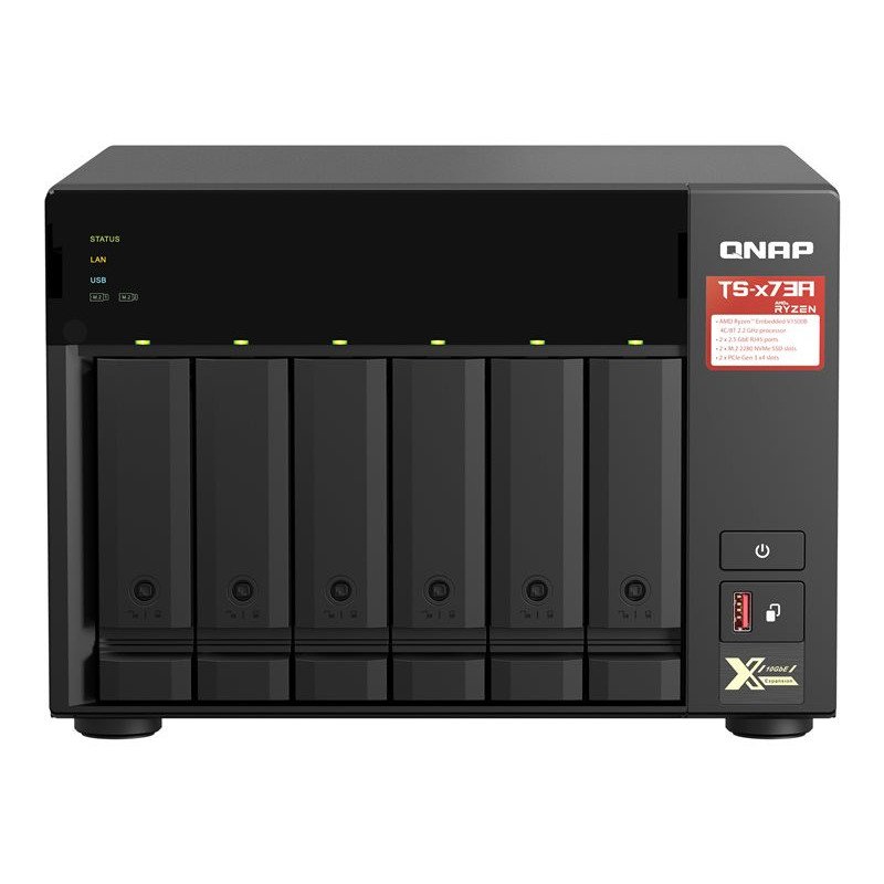 Servidor nas qnap ts - 673a - 8g 8gb 2.5g 6 compartimentos