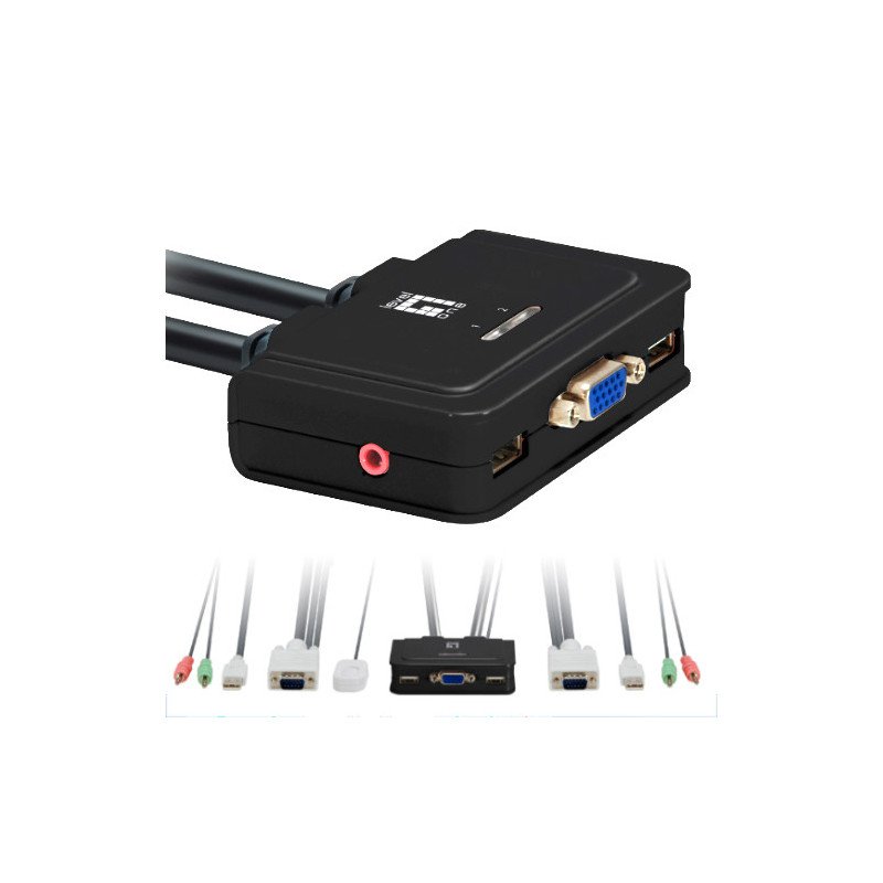 Conmutador kvm leven one kvm - 0223 vga usb para 2 cpu