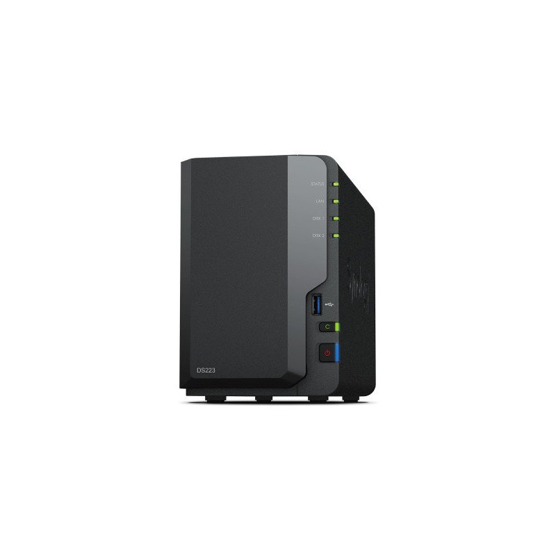 Servidor nas synology disk station ds223 2bay 1.7 ghz qc 2gb ddr 4 1 x gbe 3x usb 3.2