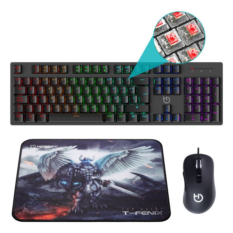 Pack hiditec teclado gaming gk400+raton blitz + alfombrilla t - fenix m