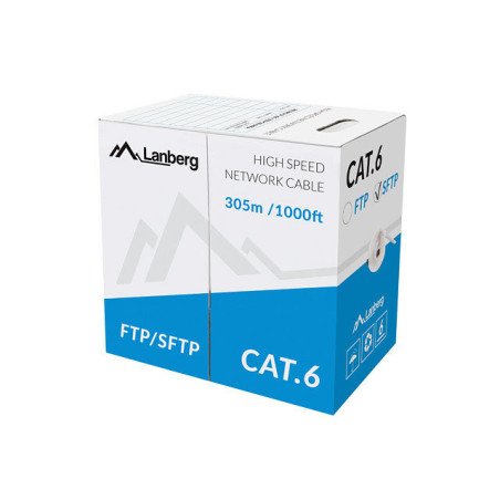 Bobina cat.6 lanberg sftp 305m solid cu cpr + fluke passed gris