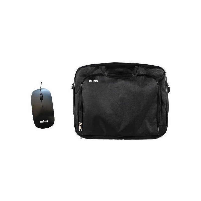 Maletin nilox essential 2 + mouse raton para portatil 15.6 pulgadas negro
