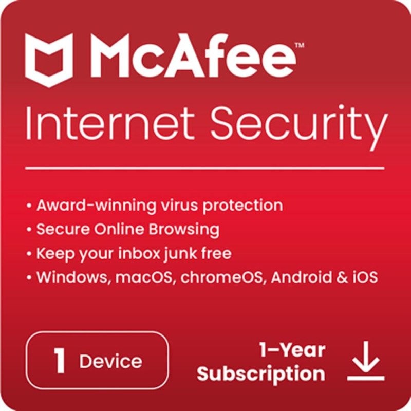 Antivirus mcafee internet security 1 dispositivo 1 ano esd (descarga directa)