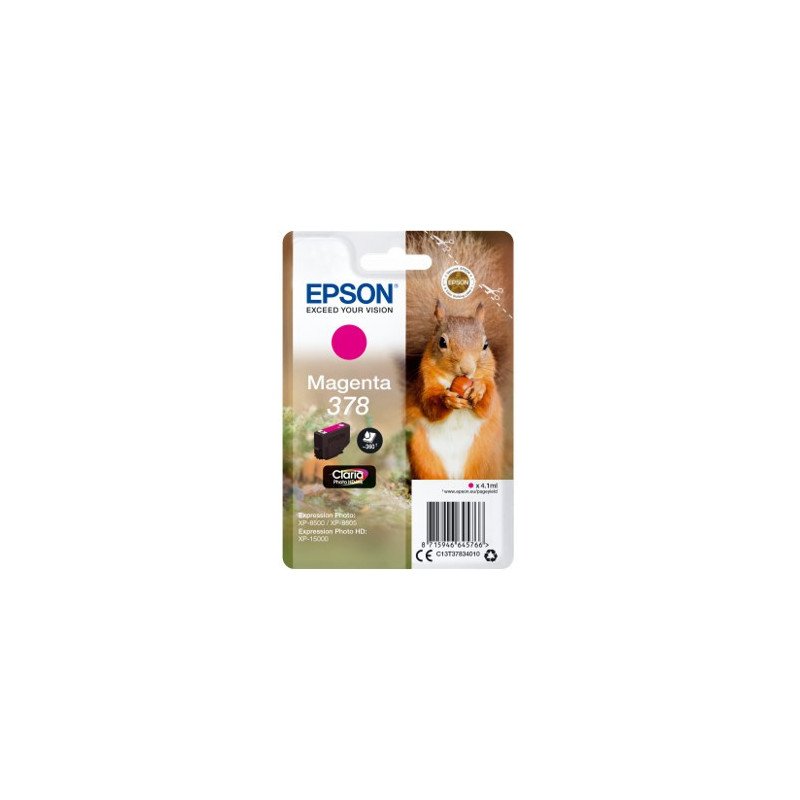 Cartucho tinta epson c13t37834010 singlepack magenta 378 claria photo hd ink xp - 8500 ardilla