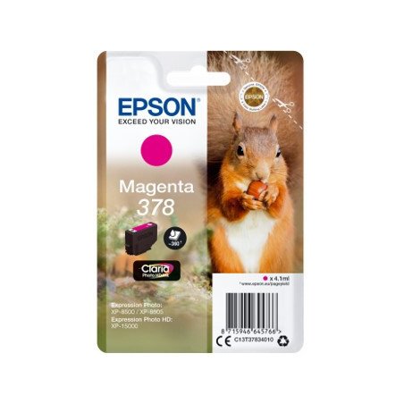 Cartucho tinta epson c13t37834010 singlepack magenta 378 claria photo hd ink xp - 8500 ardilla