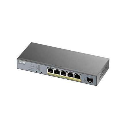 Switch 6 puertos zyxel gs1350 - 6hp - eu0101f 5 puertos gigabit ethernet + 1 puerto sfp