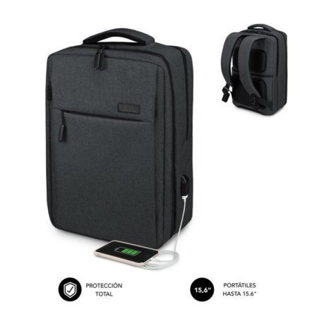 Mochila para portatil subblim traveller airpadding 15.6 pulgadas gris