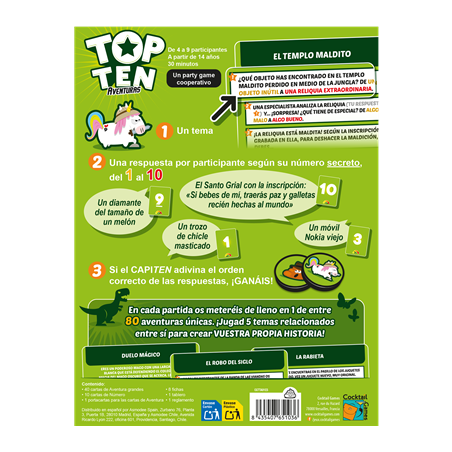 Juego de mesa top ten aventuras