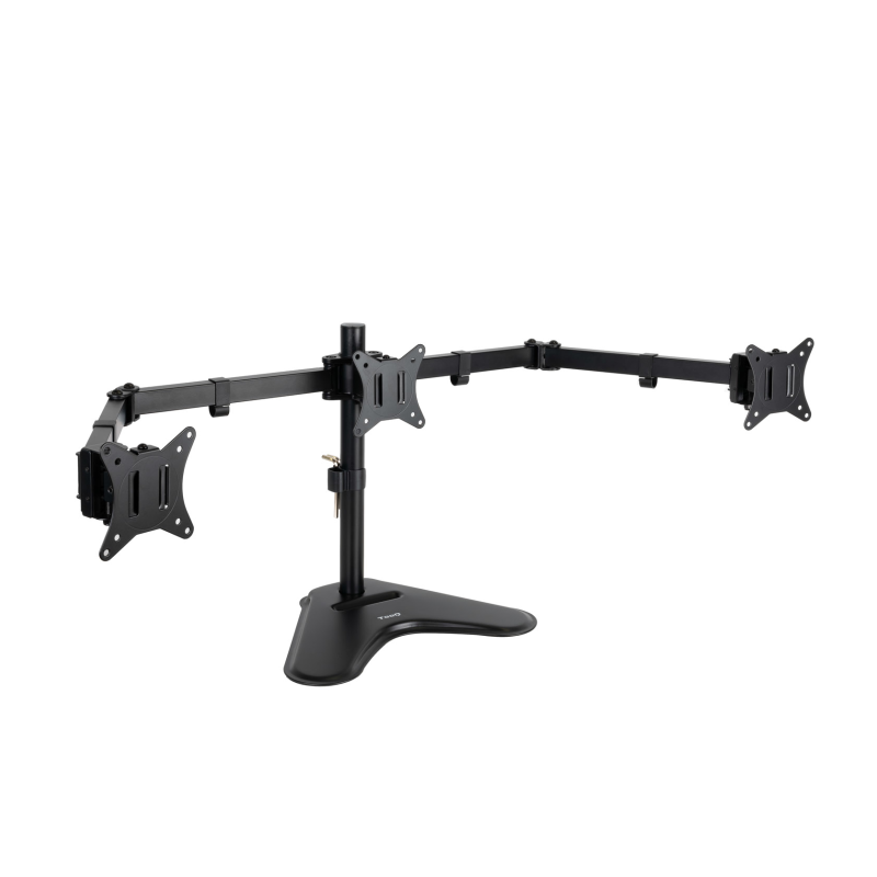 Soporte mesa tooq 3 pantallas gira incli 3 brazos 17 - 27 negro
