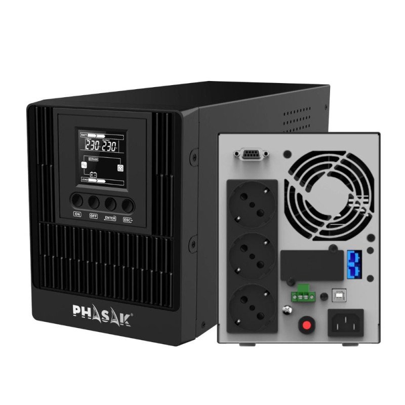 Sai ups phasak 1000va smart pro online 3xschuko ph 9210 1kva