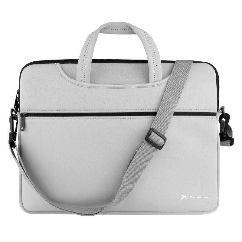 Funda maletin neopreno phoenix para portatil o tablet hasta 16 pulgadas interior terciopelo gris
