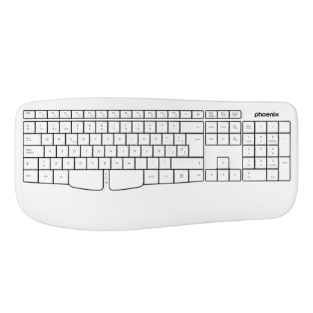 Phoenix k201 teclado ergonomico inalambrico 2.4ghz blanco