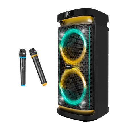 Altavoz rumbleboss phoenix 80w rms bateria 4000 mah funcion karaoke 2 microfonos inalambricos incluidos