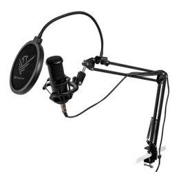 Kit microfono phoenix streamcast pro gaming conector jack - brazo articulado - filtro antipop y montura antivibracion