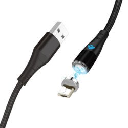 Cable de carga rapida 3a y datos - magnetico - micro usb - 1 m