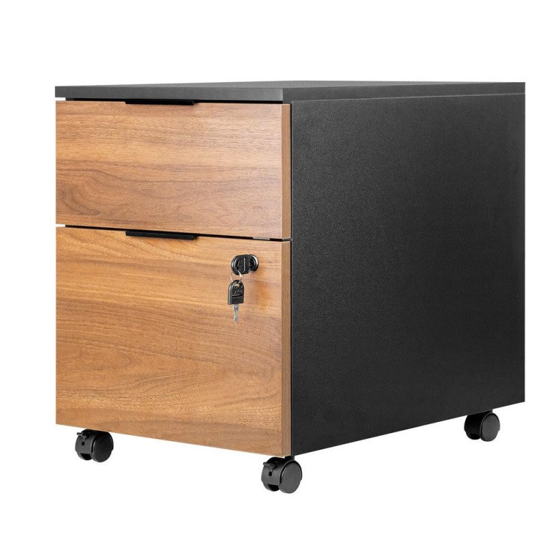 Cajonera phoenix artisan combinacion negro y madera nogal