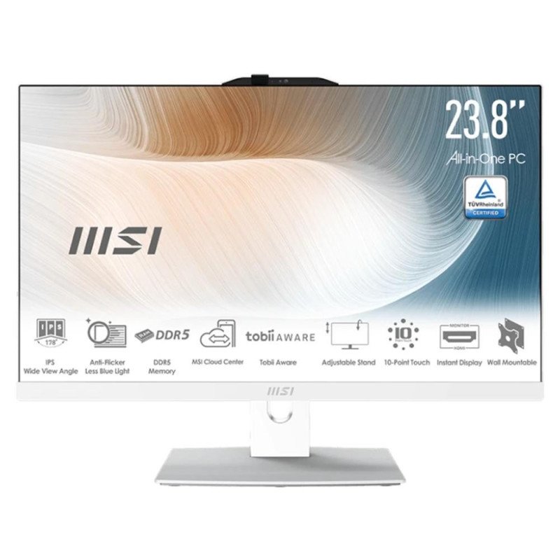 Ordenador all in one msi am242p - 2202eu core 7 - 150u - 16gb - ssd 512gb - 23.8 pulgadas fhd - freedos blanco