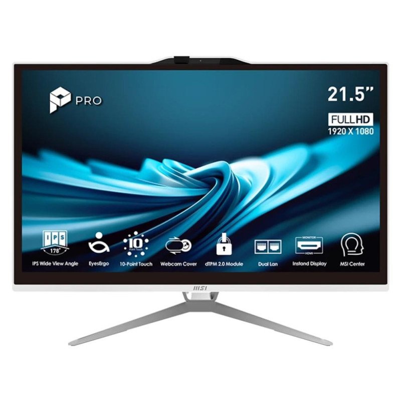 Ordenador all in one msi pro ap222t - 499eu g7400 - 4gb - ssd 128gb - 21.5 pulgadas fhd - w11p blanco