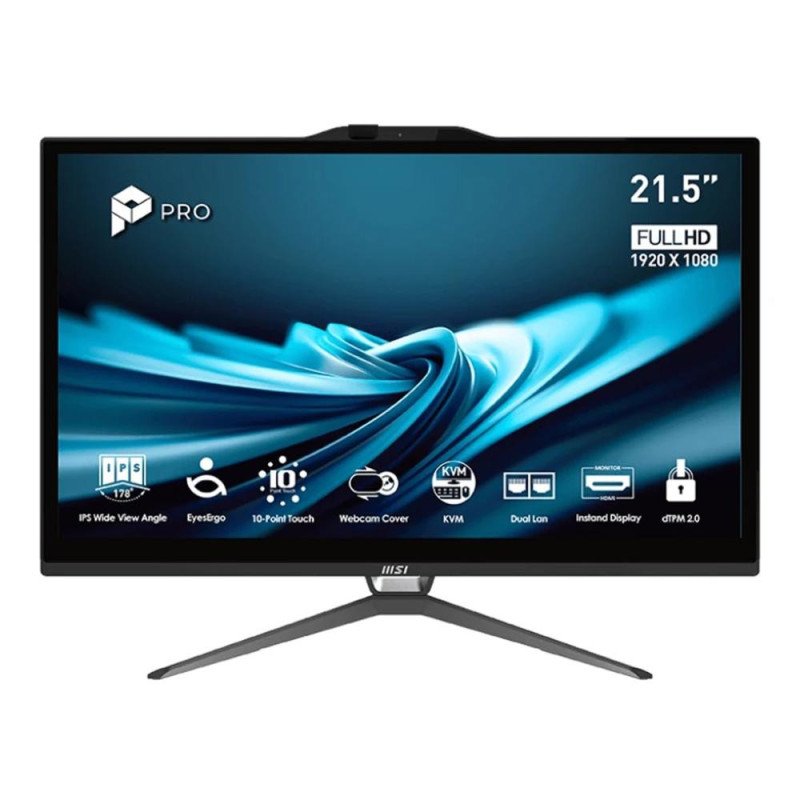 Ordenador all in one msi pro ap222t - 618eu g7400 - 8gb - ssd 128gb - 21.5 pulgadas - w11p negro