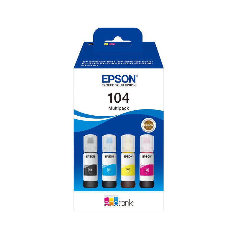 Multipack botellas epson ecotank 104 negro cian magenta amarillo