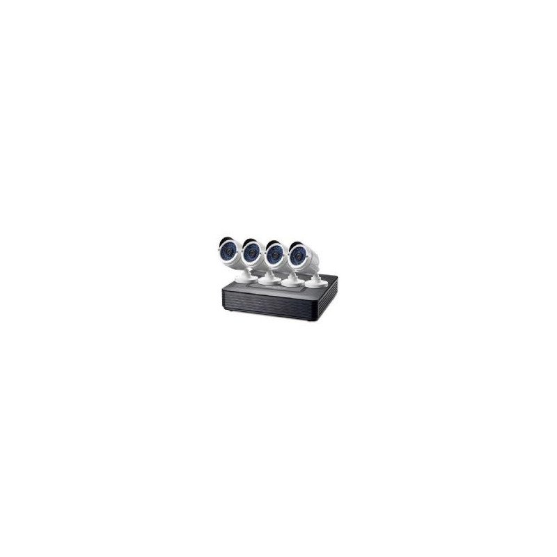 Kit videovigilancia 720p cctv level one 4 canales 4 camaras int - ext + grabador cables iluminacion led (sin hd)