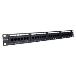 Panel transferencia para armario rack 19 pulgadas phasak utp rj45 cat. 6 dual 24p 1u negro pu 2420