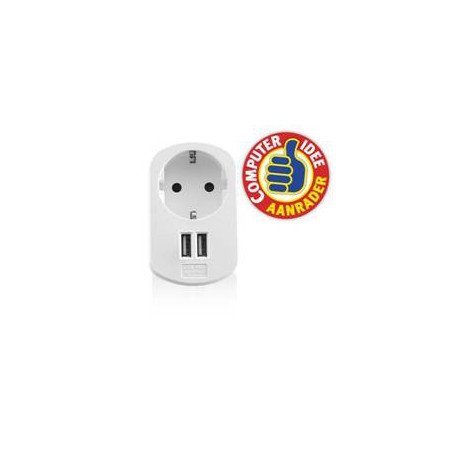 Cargador usb ewent 2 puertos - 155w - enchufe shuko blanco