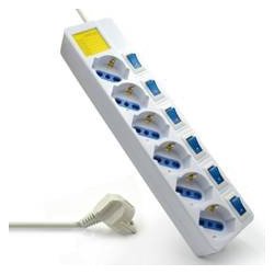 Regleta ewent 6 tomas con encendido y apagado blanco