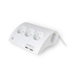Regleta de escritorio ewent 5 tomas de corriente - 2 puertos usb - blanco