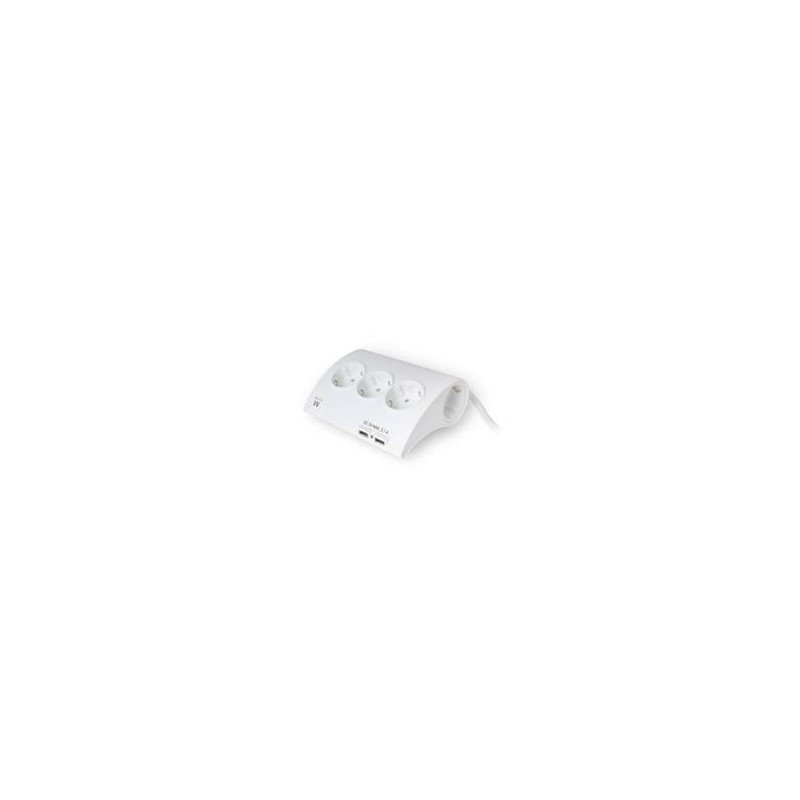 Regleta de escritorio ewent 5 tomas de corriente - 2 puertos usb - blanco