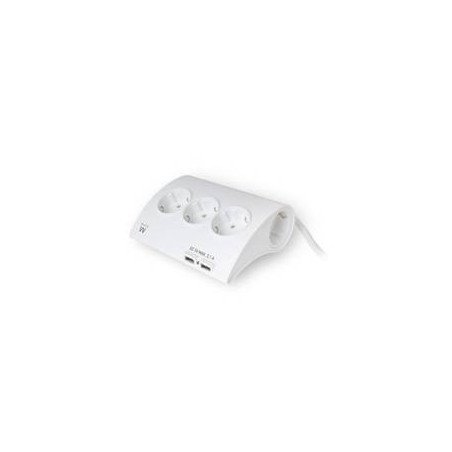 Regleta de escritorio ewent 5 tomas de corriente - 2 puertos usb - blanco