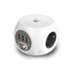 Regleta cubica ewent ew3939 3 tomas shucko - 3 puertos usb - 1.5m
