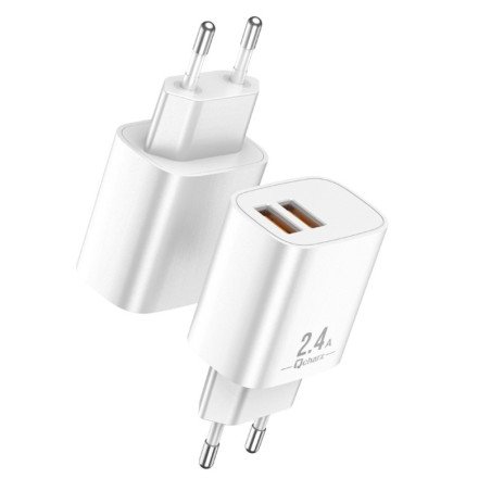 Cargador qcharx apolo 2.4a 2 puerto usb a blanco
