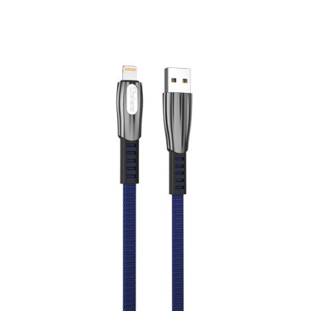 Cable qcharx florence usb a lightning 3a - 1 m - zinc azul cordon plano premium