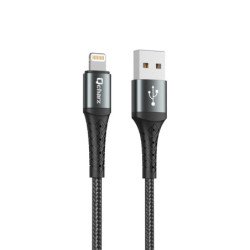Cable qcharx lyon usb a lightning 3a - 1 m - aleacion de aluminio negro cordon metalico