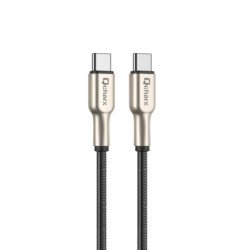 Cable qcharx new york tipo c a tipo c 3a 20w - 1 m - zinc metalico cordon plateado blindado