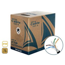 Bobina de cable de red exterior cca solido en caja ftp cat. 6 100 metros phr 671
