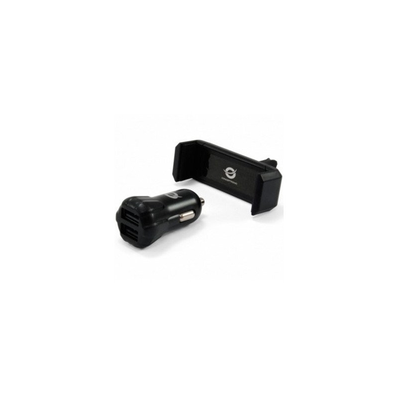 Cargador de coche usb conceptronic 2 puertos usb + soporte smartphone