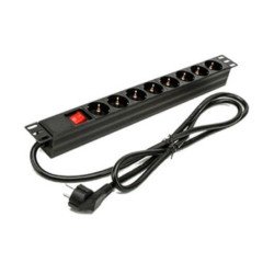 Regleta phasak 8 tomas armario rack 19 pulgadas con interruptor 1.5m negro bns 1518