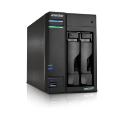 Servidor nas asustor tower 2 bay quad - core 2.0ghz cpu dual 2.5gbe ports 4gb ram ddr4