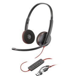 Auriculares poly blackwire 3220 estereo usb - c negro + adaptador usb - c - a (bulk)