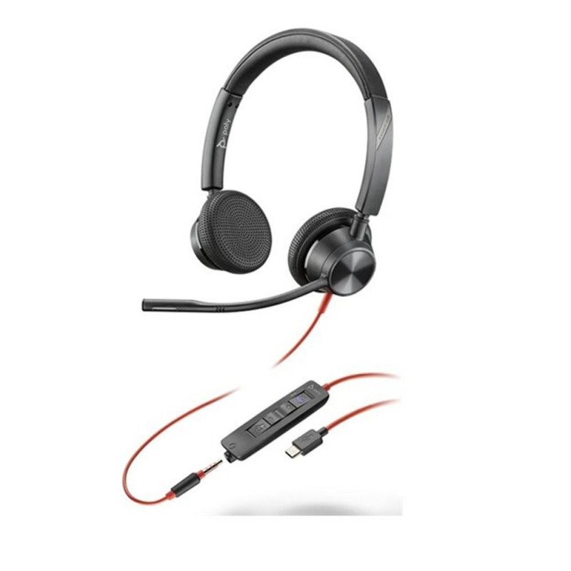 Auriculares poly estereo blackwire 3325 con certificacion microsoft teams usb - c + conector de 3 -5 mm + adaptador usb - c - a