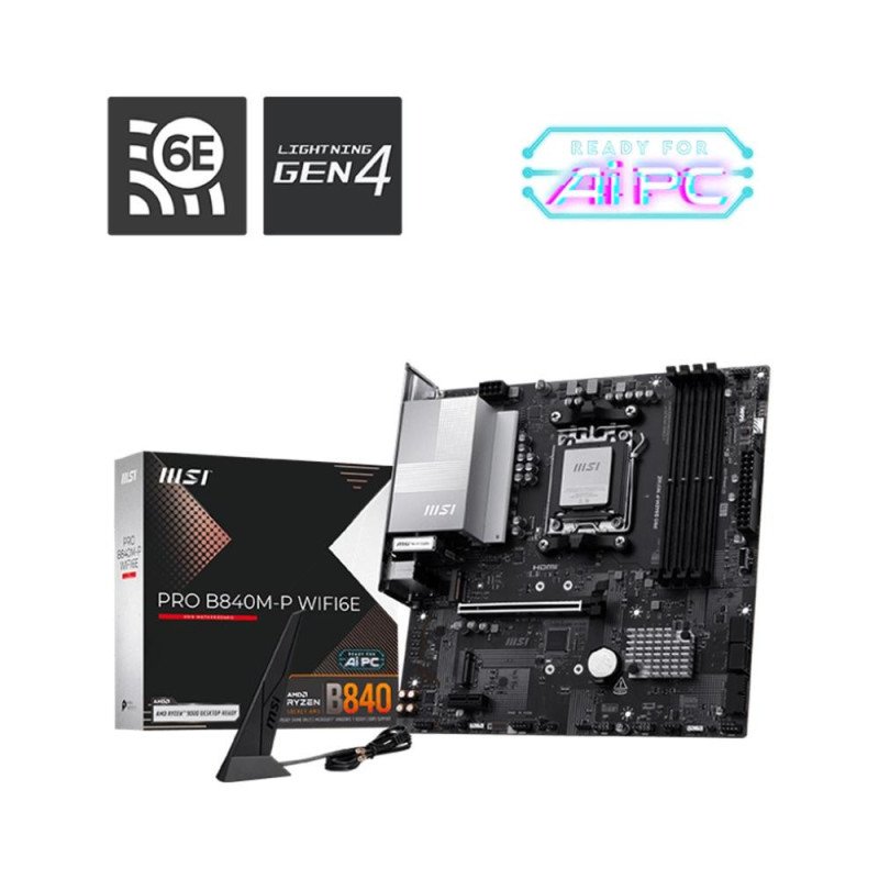 Placa base msi am5 pro b840m - p wifi6e ddr5 matx