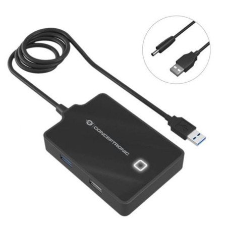 Hub usb 2.0 - 3.0 conceptronic hubbies10b 4 puertos y cable de 90cm