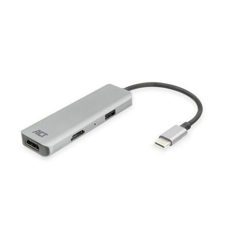Adaptador act connectivity usb - c a 2 hdmi 4k - usb a