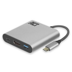 Adaptador act connectivity usb - c a hdmi - usb a - usb - c pd